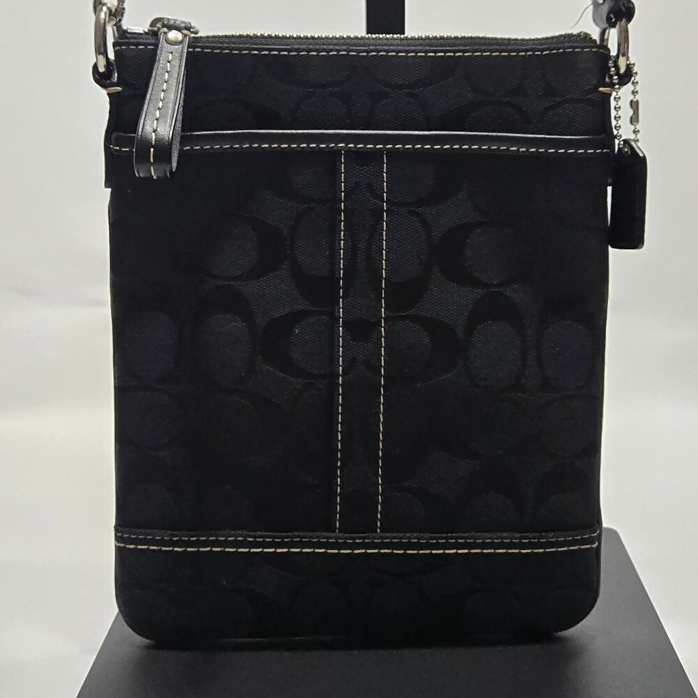 Vintage COACH Signature Swing Crossbody Bag in Black